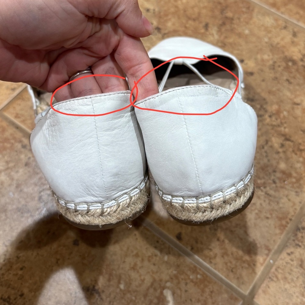 Eileen Fisher Lee Whitewash Leather Espadrille Flats Elastic Straps White Sz 10 - Picture 5 of 8